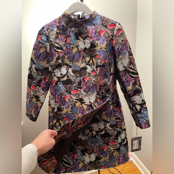 Valentino Metallic Multicolored Butterfly Print Mini Dress - Picture 5 of 7